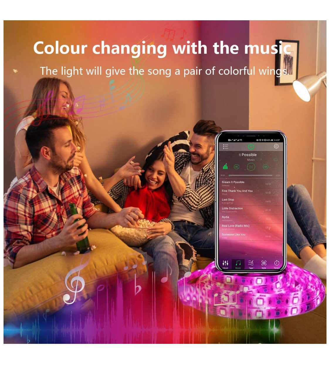 50ft Smart Bluetooth Light Strips for 3D Walls PR