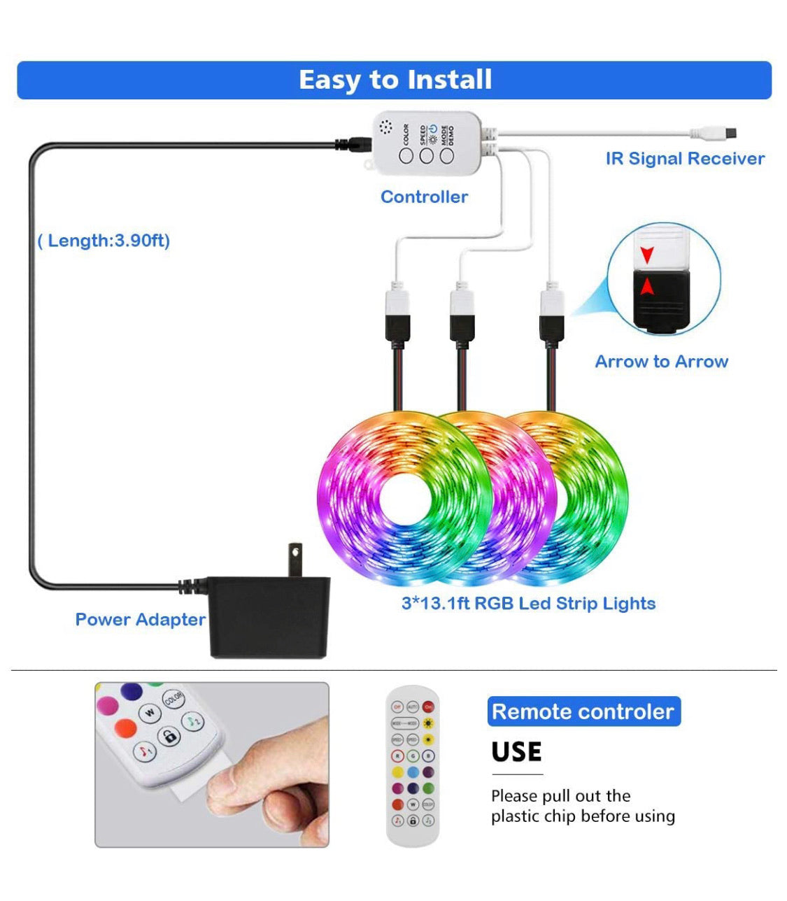 50ft Smart Bluetooth Light Strips for 3D Walls PR